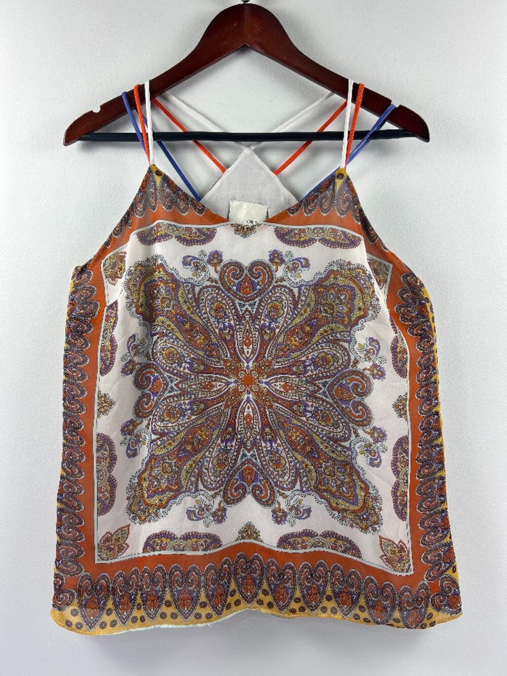 Greylin Paisley Print Sleeveless Blouse Boho Top Size M